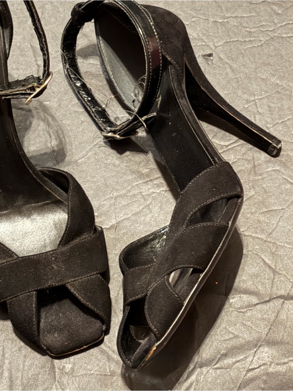 Prada Black Suede Knotted Ankle-Strap Stiletto Sandals size 40 - Picture 4 of 10
